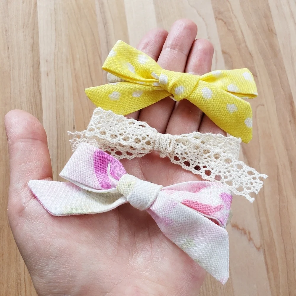 NEW Handmade Cotton Newborn/ Toddler Girl Bow Headband Set Of 3